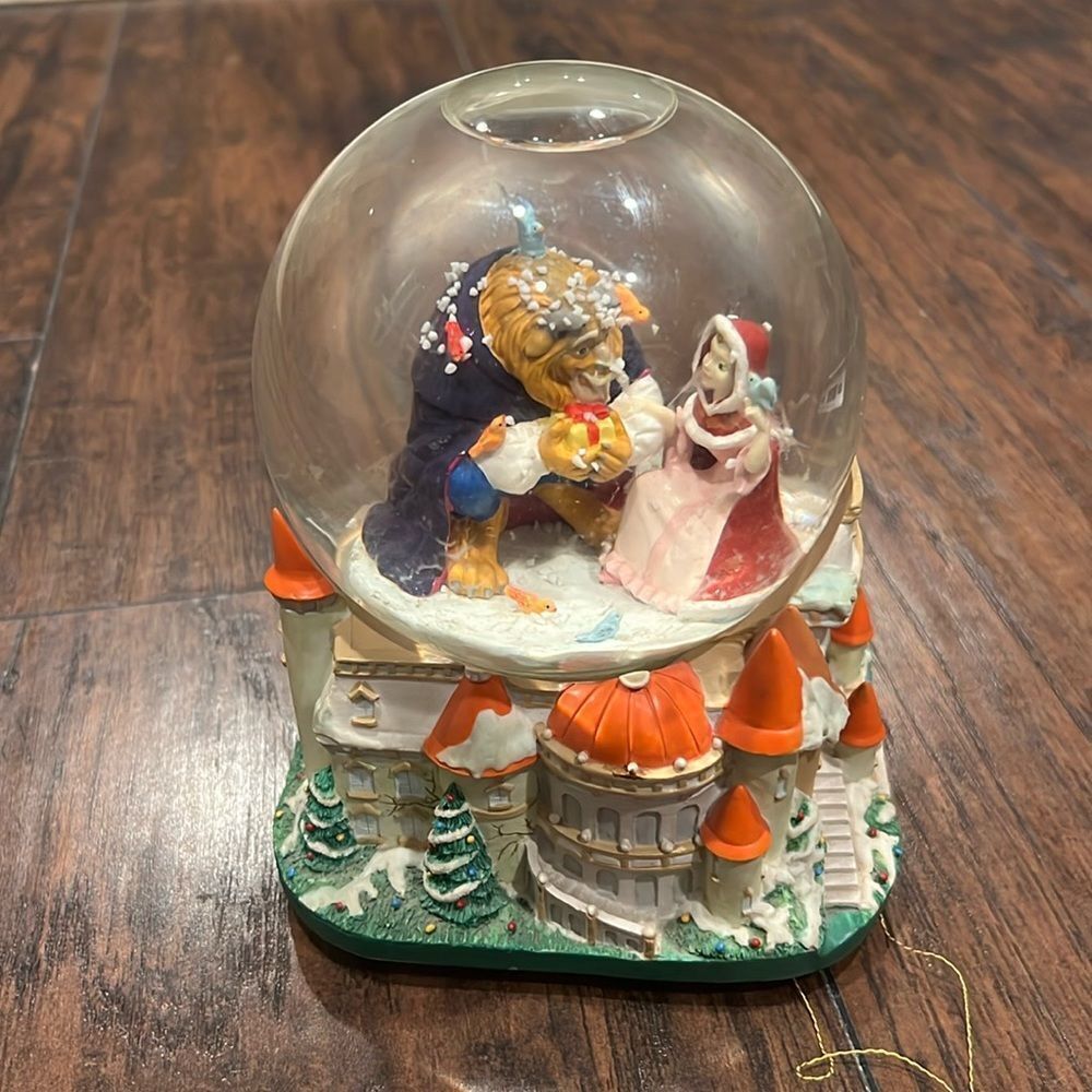 VTG Disney Beauty & the Beast SnowGlobe "Have Yourself A Merry Little Xmas"